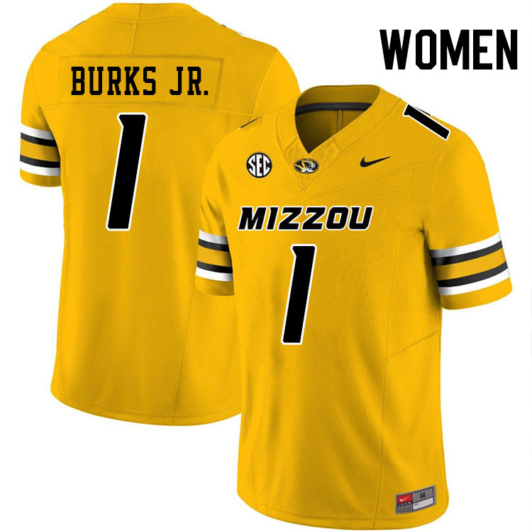 Women #1 Marvin Burks Jr. Missouri Tigers College Football Jerseys Stitched-Gold